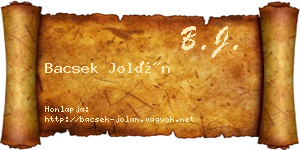 Bacsek Jolán névjegykártya