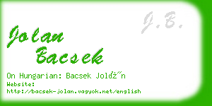 jolan bacsek business card